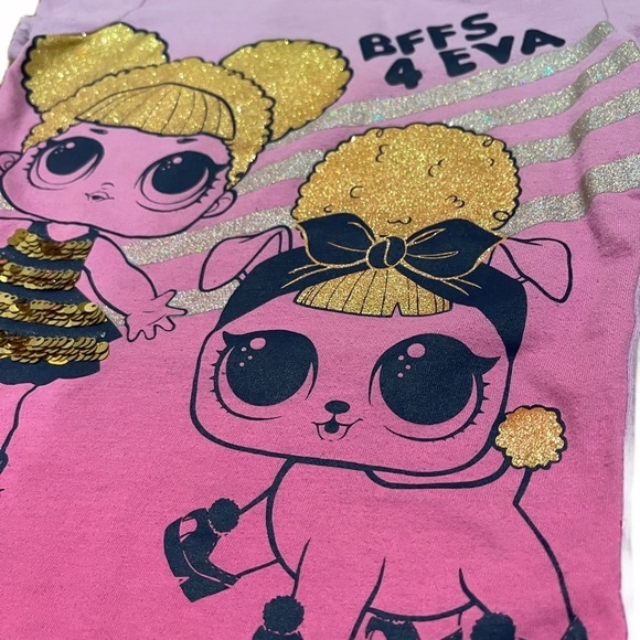 💖 LOL SURPRISE! Girls BFFs 4 EVA Short Sleeve T-Shirt | Size XS (4-5) | Sparkly - Picture 4 of 7